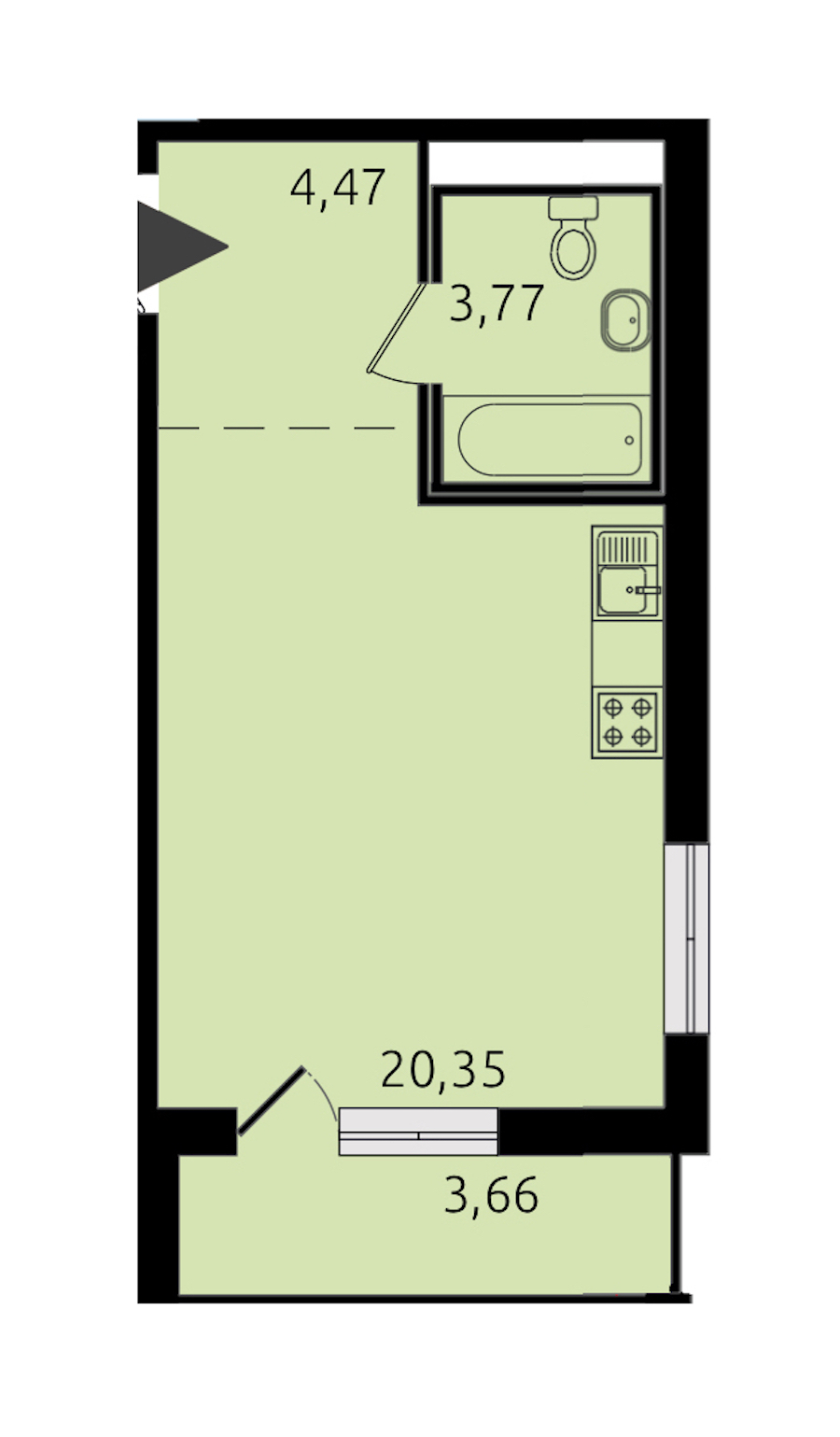 Квартира студия 28.87 м², 10/18 эт., ЖК «Новые горизонты 2»